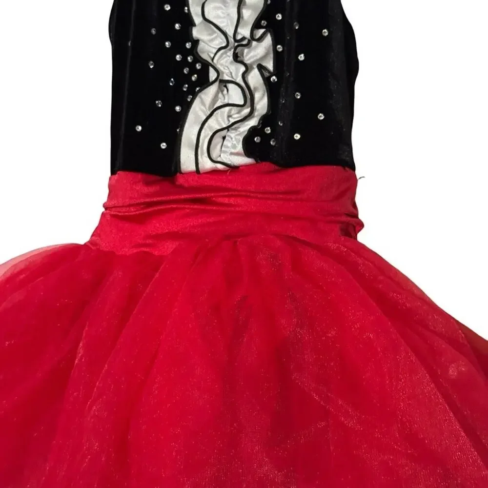 Weissman Moses 14939 Showtime Velvet Bodice Dance Black Red Pageant sz L C